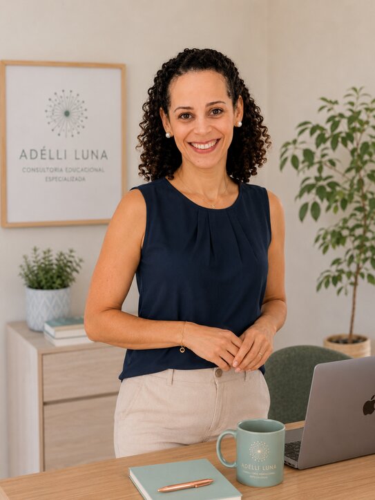 Adélli Luna em seu espaço de trabalho